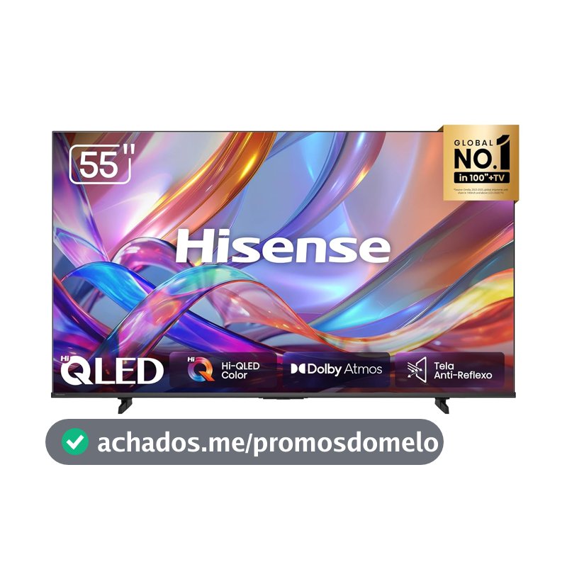 Hisense Smart TV 4K Hi-QLED 55" Polegadas 55QD68SG Hi-QLED com Tela Antirreflexo, Dolby Atmos, Processador AI, HDR 10+, 4K Upscale e Google TV