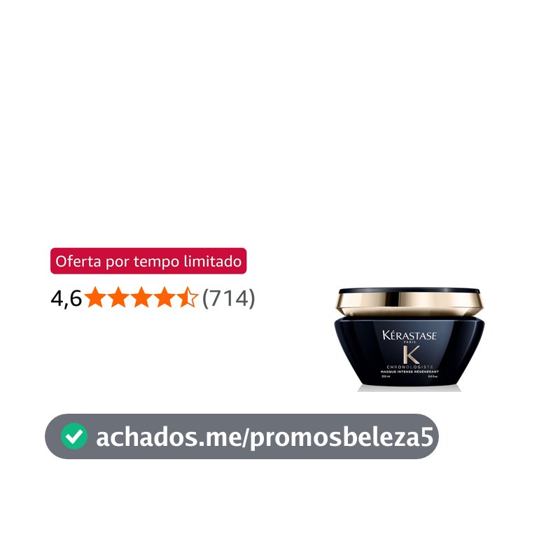 Kérastase Chronologiste Masque Intense Régénérant, Para Todos os Tipos de Cabelo, Regeneração e Hidratação Profunda, com Ácido Hialurônico e Vitamina E, 200ml