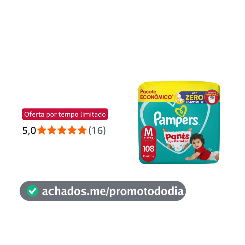 Fralda Pampers Pants Ajuste Total Tamanho M, 108 Unidades