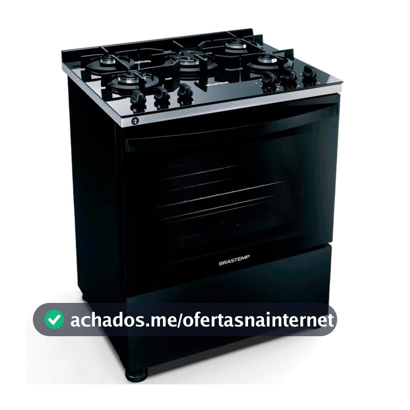 Fogão 5 Bocas de Piso Brastemp Mesa de Vidro Bivolt Preto BFS5VCE