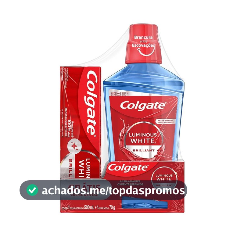 Colgate Luminous White Kit Enxaguante 500ml e Creme Dental 70g
