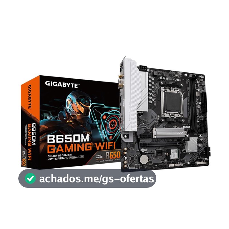 Gigabyte B650M GAMING WIFI Placa-Mãe Micro-ATX, Socket AM5, DDR5, para AMD Ryzen Série 7000/8000/9000