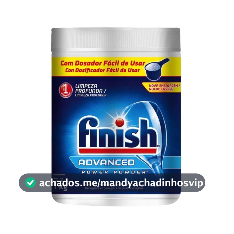 Finish Advanced Detergente para Lava Louças em Pó, Sabão Limpeza Profunda, 1kg