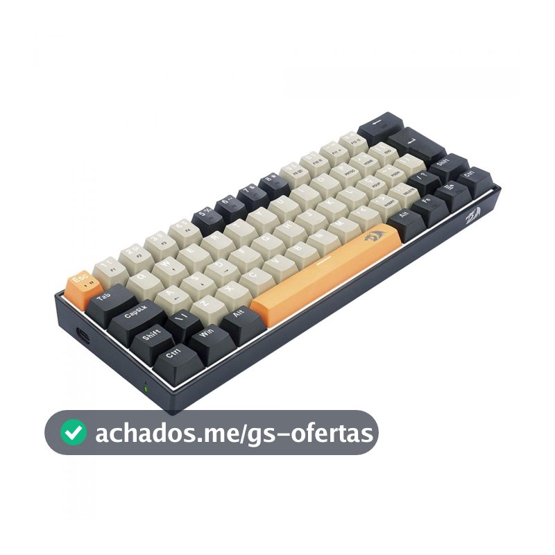 TECLADO GAMER REDRAGON LAKSHMI LARANJA+CINZA+ PRETO COM SWITCH MARROM