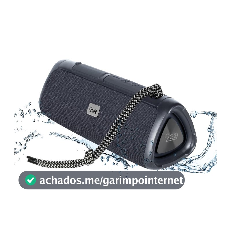 I2GO, Caixa De Som Bluetooth 3 Angle Sound. 12W RMS, Resistente à Água, Preto