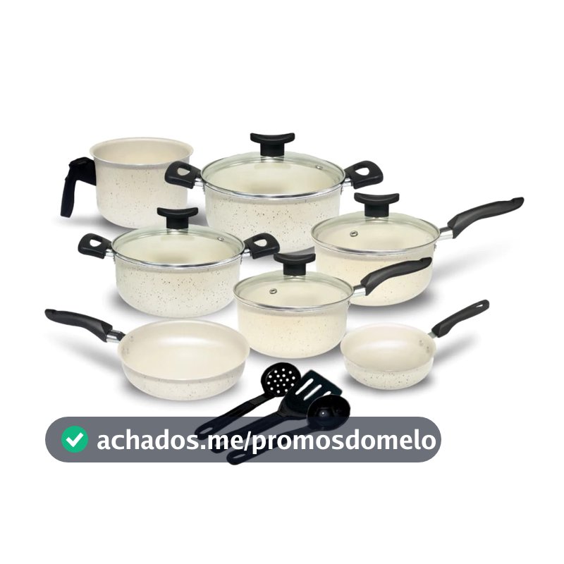 Jogo de Panelas Antiaderente com Tampa de Vidro, 10 Peças