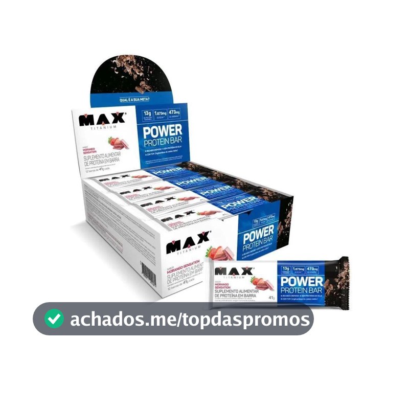 Max Titanium Power Protein Bar Caixa Com 12 Unidades (492G) - Morango
