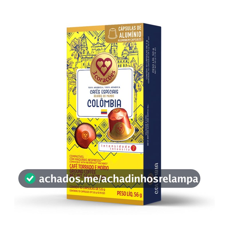 3 Corações Cápsulas de Café Regiões do Mundo Colômbia, Compatíveis com Nespresso, contém 10 cápsulas