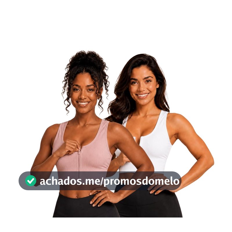 Kit 2 Tops Femininos Fitness com Zíper Frontal e Bojo Removível