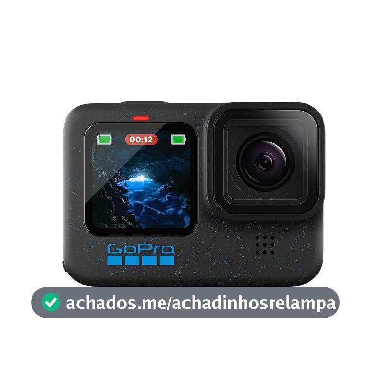 GoPro HERO12 BLACK - à Prova D'água com 5.3K60, 27MP, Vídeo + Foto HDR, HyperSmooth 6.0, Trava de horizonte 360°, Live + webcam, Áudio por Bluetooth, Bateria enduro, QUIK
