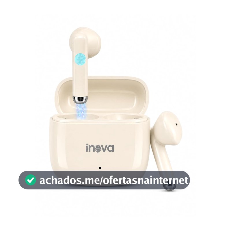 INAVA Fone Ouvido Bluetooth, Hi-Fi, 50H, À Prova d'Água e Poeira - Bege