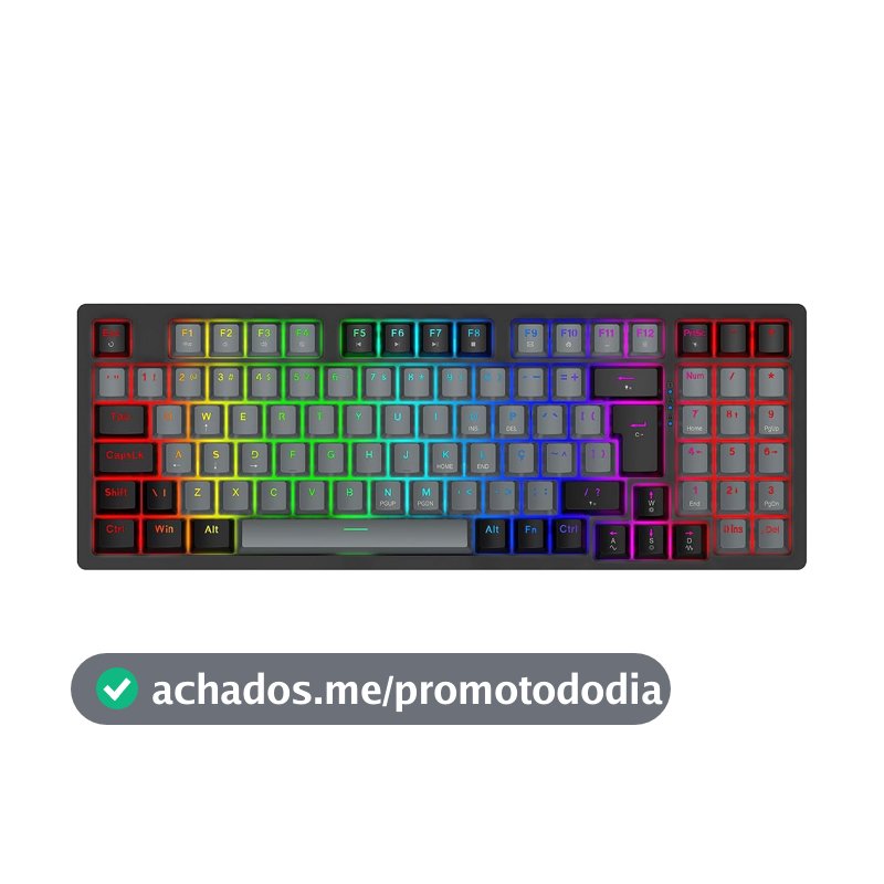 Teclado Mecânico Gamer com Fio 95 Teclas, RGB com 20 Modos de Iluminação, Switch Vermelho Hot Swap, Anti Ghosting, Teclado Compacto USB para PC, Notebook, Windows e Mac (Cinza)