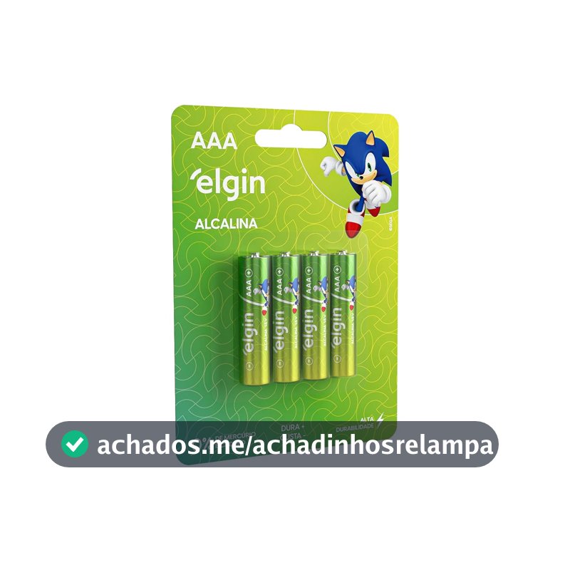 Pilha Alcalina, Elgin, Palito AAA, Blister com 4