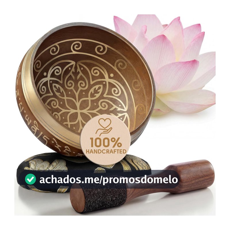 Silent Mind Conjunto de tigelas de canto tibetano – Tigela de meditação fácil de brincar e amigável para iniciantes com almofada e martelo
