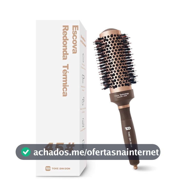 TOKE DIN DON Escova Redonda Modeladora Térmica Vazada Cerdas de Javali 45mm