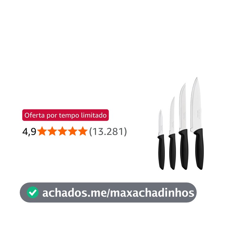 Tramontina JOGO FACAS INOX 4PC PLENUS PRE, Preto
