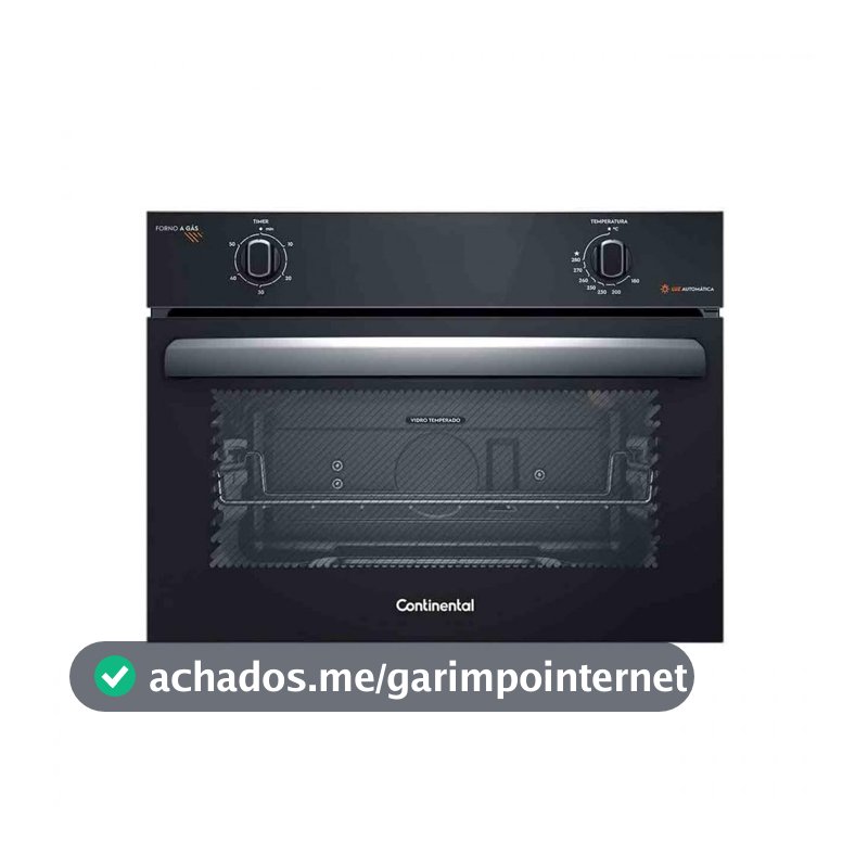 Continental Forno de Embutir a Gás OC4GM Preto 50 Litros com TOPLimpaFácil e Timer, Embutir, 1400W, 59,6 x 57,5 x 46,5 cm, 20 kg