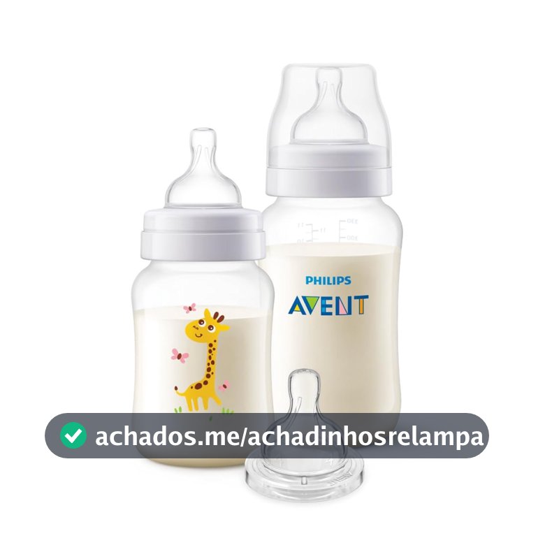 Kit Mamadeiras Anti-Colic Girafa Philips Avent 260ml, 330ml e Bico Extra T4 6m+