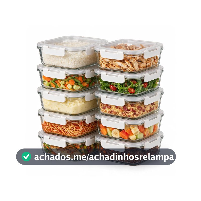 Oikos - Kit 10 Potes de Marmita 630ml Vidro Herméticos com Trava