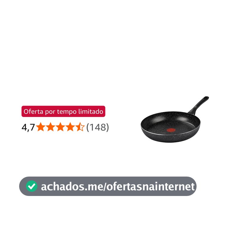Frigideira Rochedo Stone Pro 30cm Preto com Efeito Pedra e Antiaderente Minerium, Alta Resistência e Durabilidade, Cabos Ergonômicos e Base Limpa Fácil