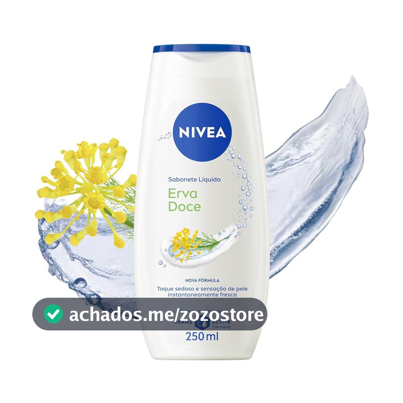 NIVEA Sabonete Líquido Erva Doce 250ml, Limpeza Corporal, Pele Macia, Vitaminas, Equilíbrio com o pH, Fragrância Refrescante