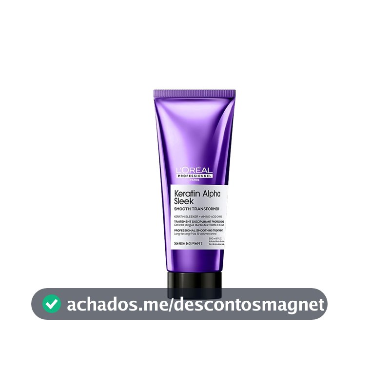L'Oréal Professionnel Keratin Alpha Sleek Smooth Transformer Tratamento Profissional gradativo l 2 semanas de fios alinhados, controle de frizz e volume l Finalização rápida,brilho instantâneo l 200ml