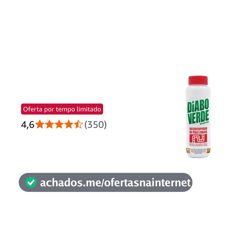 Desentupidor de Pias e Ralos Granulado 300g, Diabo Verde