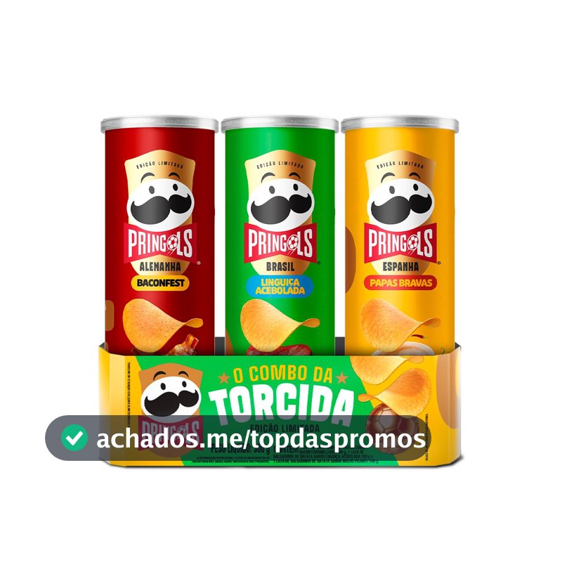 Salgadinho Batata Frita Pringles Tripack Especial Festa do Futebol