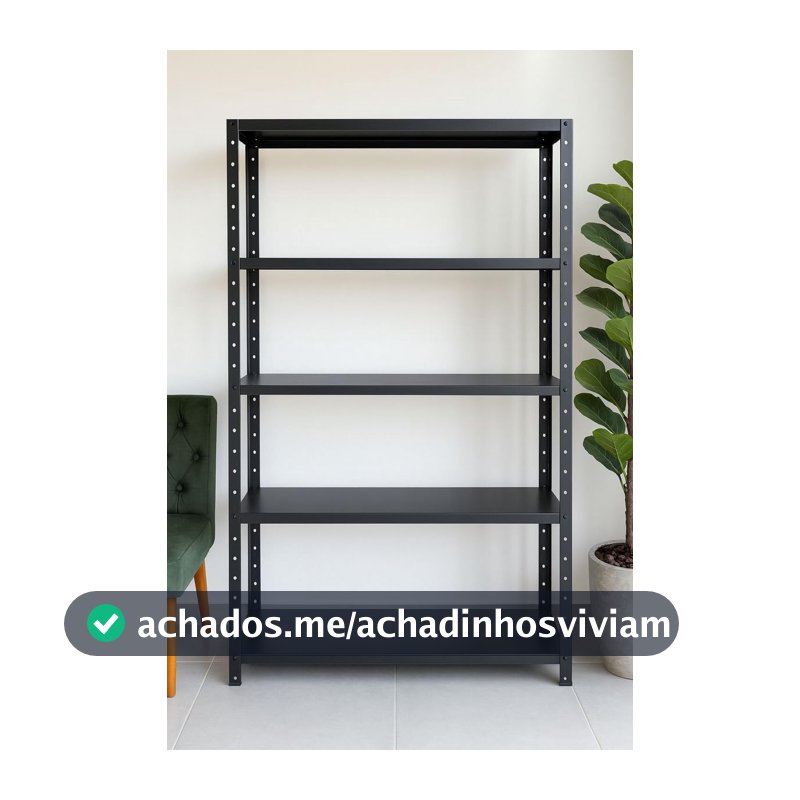 Estante De Aço Cor Preto 5 Bandejas Prateleira Armário 185x90x27cm para Livros Organizadora Quarto Almoxarifado Cozinha
