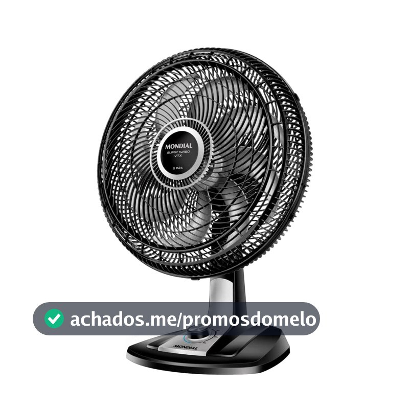 MONDIAL Ventilador 40cm Super Turbo 8 Pás, Preto/Prata, 140W, 220V - VTX-40-8P
