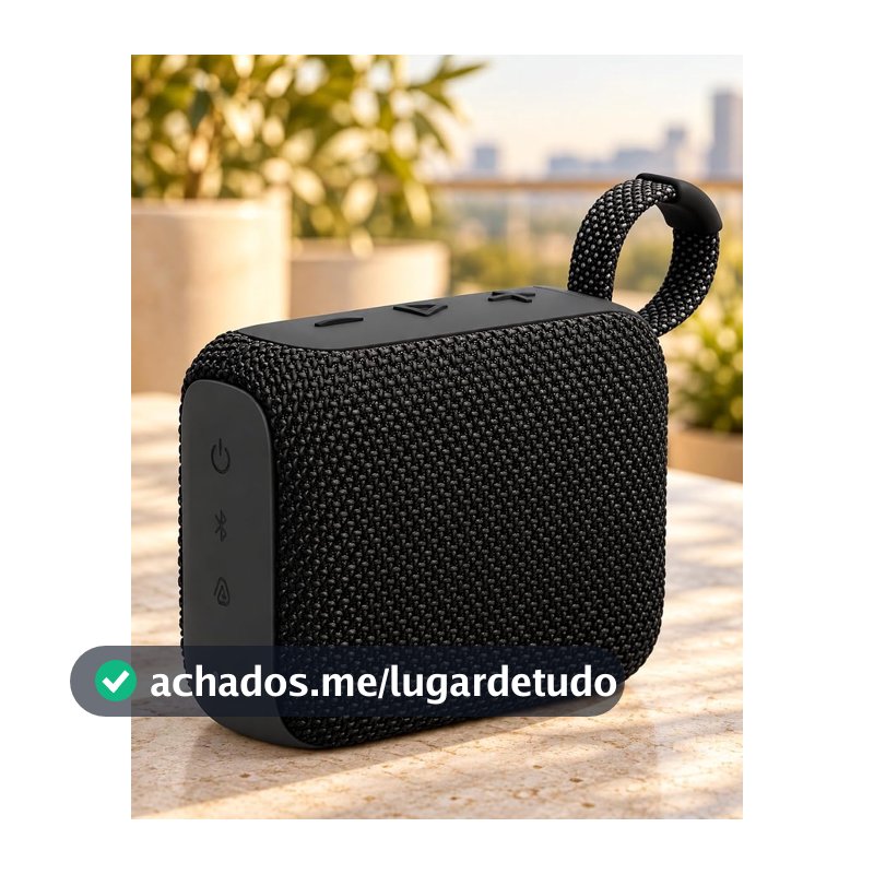 Caixa de Som Portátil GO 5W, Caixa de Som Bluetooth, Conexão USB, Cartão de Memória, Cabo P2, Som Limpo e Potente, Perfeita Para Viagens, Festas, Praia, Botões de Controle, Impermeável, Som Alto