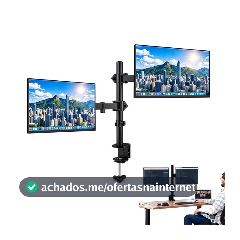 Suporte Braço Duplo Monitor Articulado 13-32" Carga 8kg por Braço