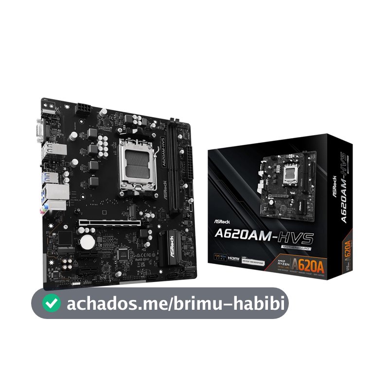 Placa Mãe Asrock A620AM-HVS (AM5/2xDDR5/HDMI/VGA/M.2/USB 3.2)
