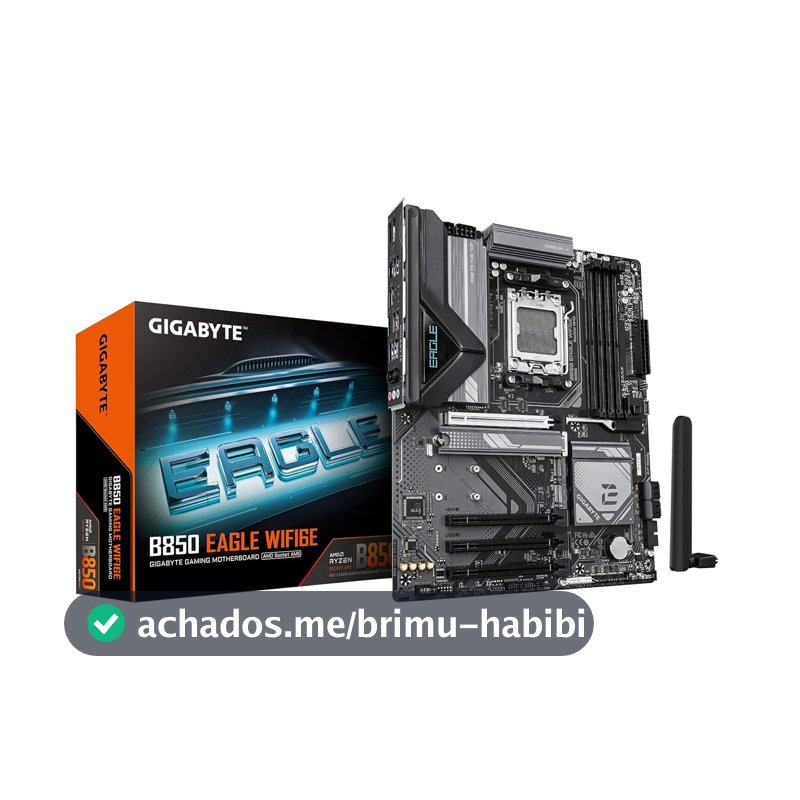 Gigabyte B850 EAGLE WIFI6 Placa-Mãe ATX, Socket AM5, DDR5, para AMD Ryzen Série 7000/8000/9000