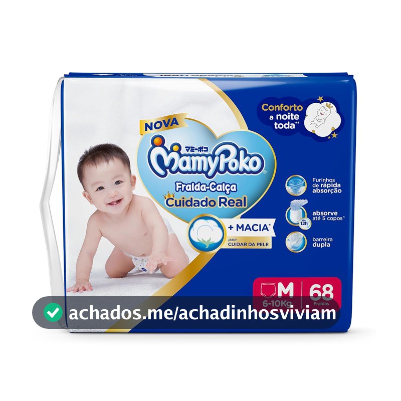 MamyPoko Fralda-Calça Cuidado Real M 68 Unidades