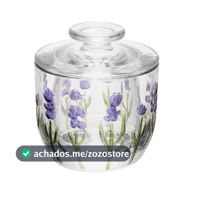 LYOR - Manteigueira Francesa Lavanda Hand Painting 9,40cm 9,8cm Cristal