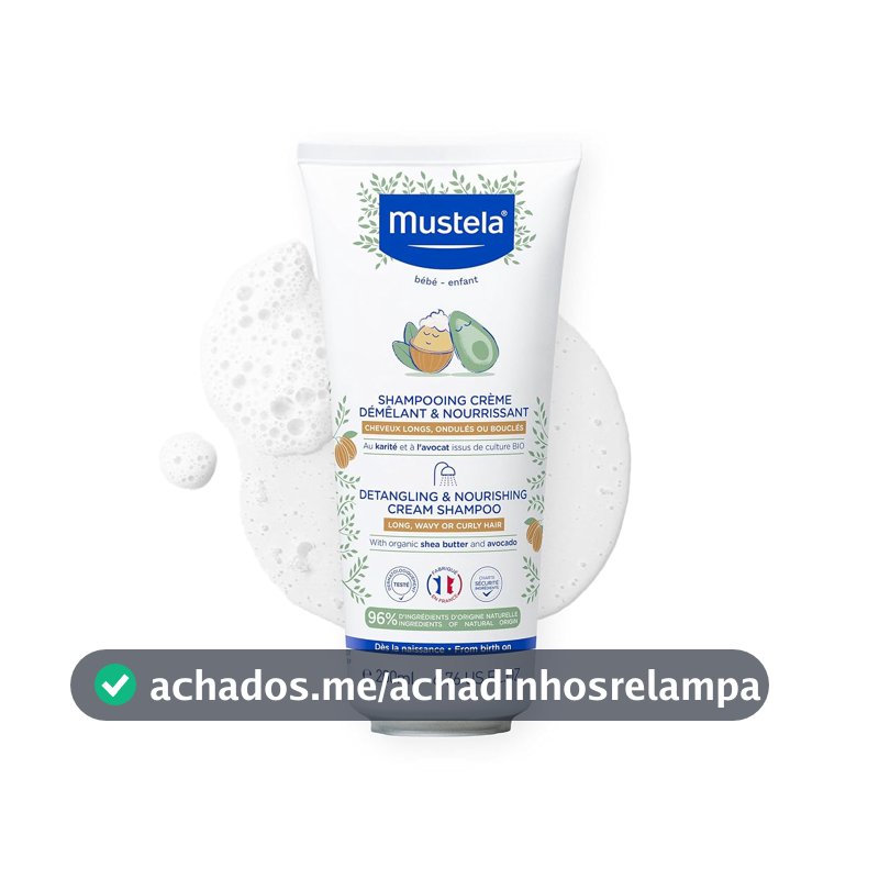 Mustela Shampoo Cachos Desembaraçados 200ml - Para Cabelos Ondulados, Cacheados e Texturizados - Limpa Suavemente, Nutre e Desembaraça