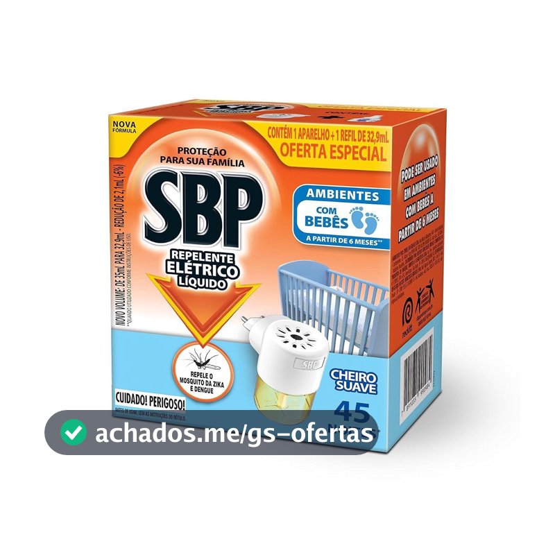 Repelente Elétrico Líquido SBP, 45 Noites, 35ml