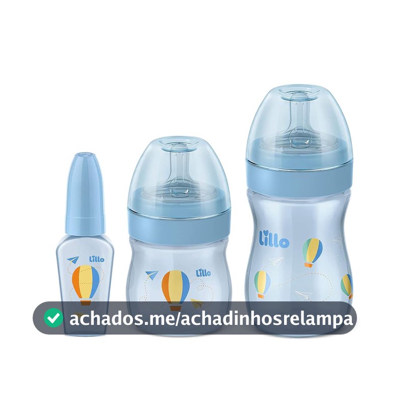 Lillo Kit De Mamadeira Primeiros Passos 50/150/240Ml Azul -