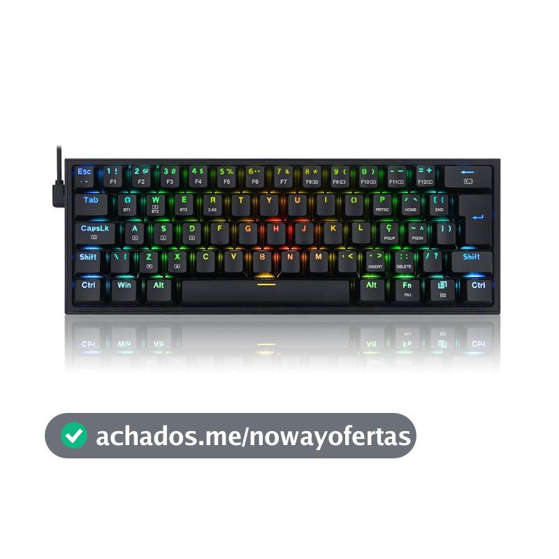 Teclado Mecanico Sem Fio Redragon Fizz Pro RGB Preto Switch Marrom