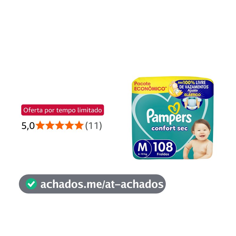 Fralda Pampers Confort Sec Tamanho M, 108 Unidades