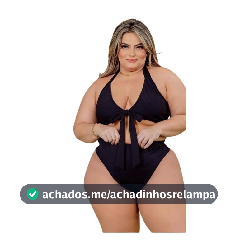 Biquini Plus Size Preto Nó Alça