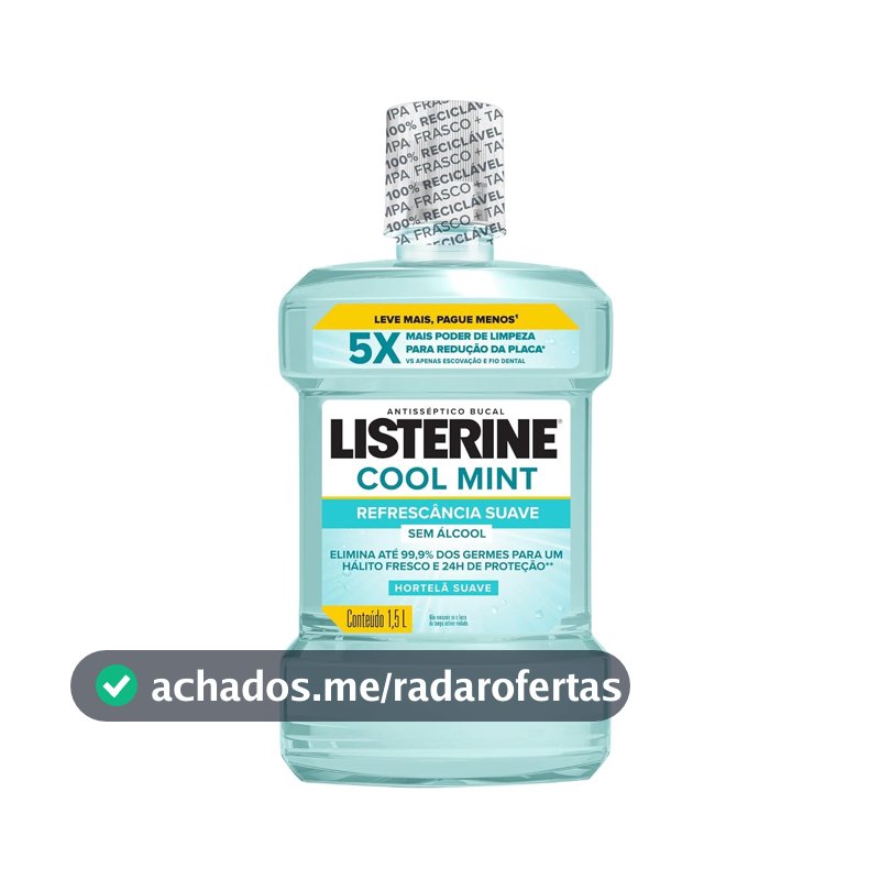 Enxaguante Bucal Listerine Cool Mint, Sem Álcool, 1,5L