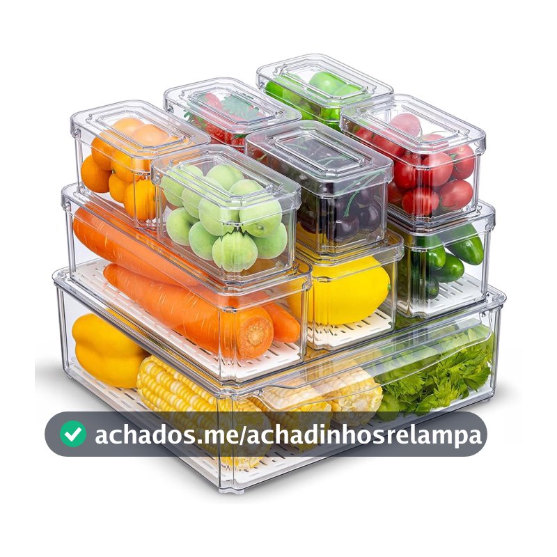 Oikos - Kit 10 Organizadores De Geladeira com Tampa