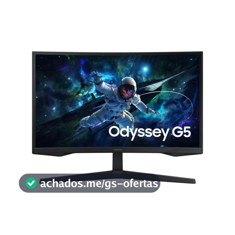 Monitor Gamer Samsung Odyssey G5 27, Resolução QHD, Taxa de atualização de 165Hz & 1ms de tempo de resposta (MPRT), Curvatura com 1000R, HDR 10, AMD FreeSync, Eye Saver Mode & Flicker Free Mode