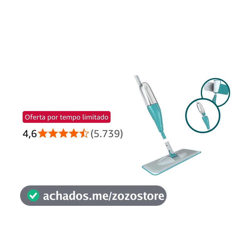 Mop Spray FIT com reservatório 365ml, Borrifa Limpa e Seca , MOP0556, Flash Limp - Verde