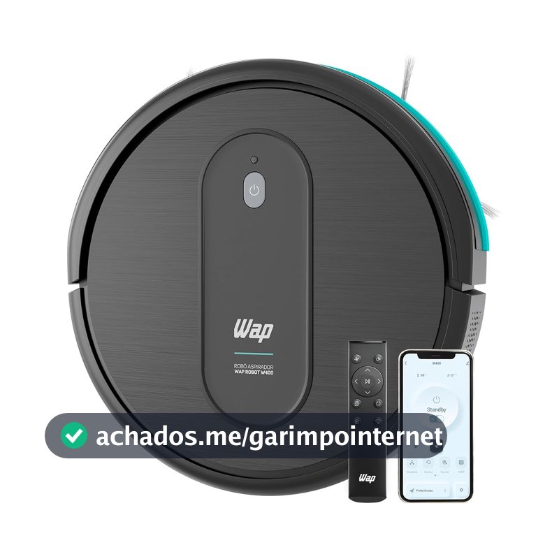 WAP Aspirador de Pó Robô ROBOT W400 3 em 1, Automático, 300ml, Compatível com Assistentes de Voz, 30W 10,8VDC Bivolt