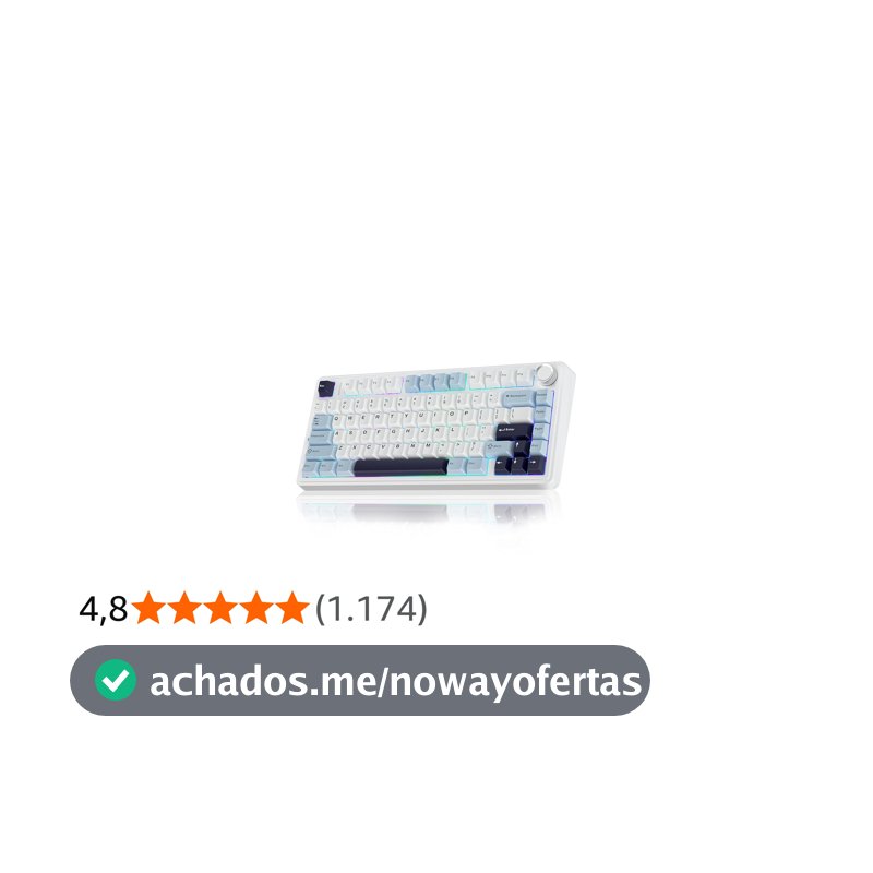 Teclado Mecânico AULA F75 Azul Glacial 75% Sem Fio BT5.0/2.4GHz/USB-C Hot-Swappable RGB