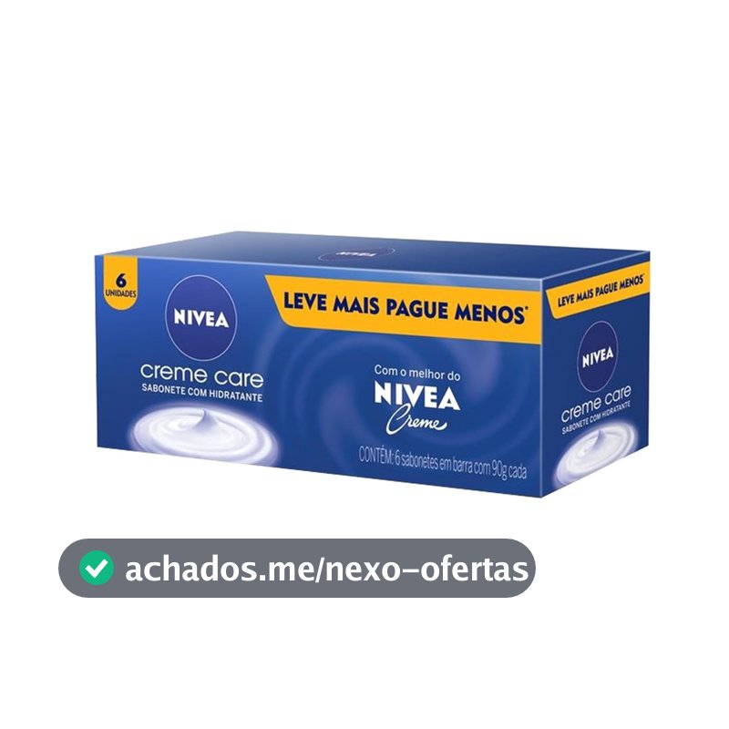 Sabonete em Barra NIVEA Creme Care, 90g, Pack com 6 Unidades