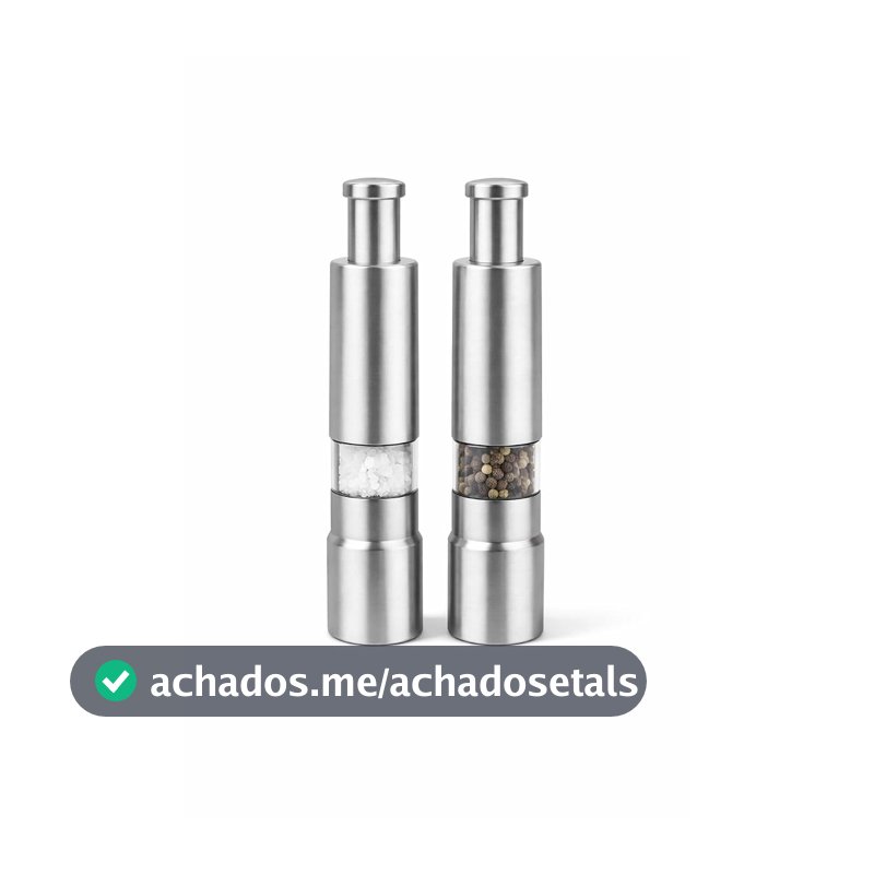 Kit Moedor Manual de Sal e Pimenta em Aço Inox 15 cm – Design Moderno para Cozinha e Mesa
